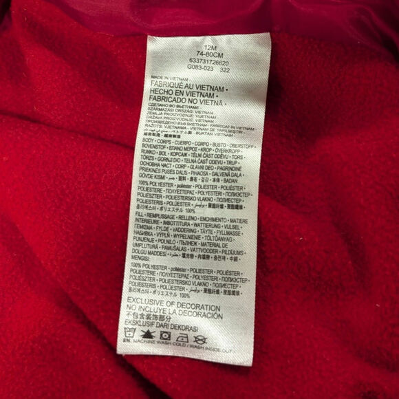 Nike Puffer Infant Baby Jacket Black Red Size 12 Month - Picture 6 of 7